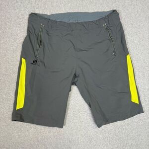 Salomon Men's Size XL Acti Lite Grey Yellow Activewear Cycling Shorts